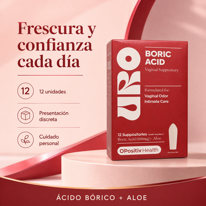 URO: ÓVULO DE ÁCIDO BÓRICO - 12 UNIDADES - POR CAJITA