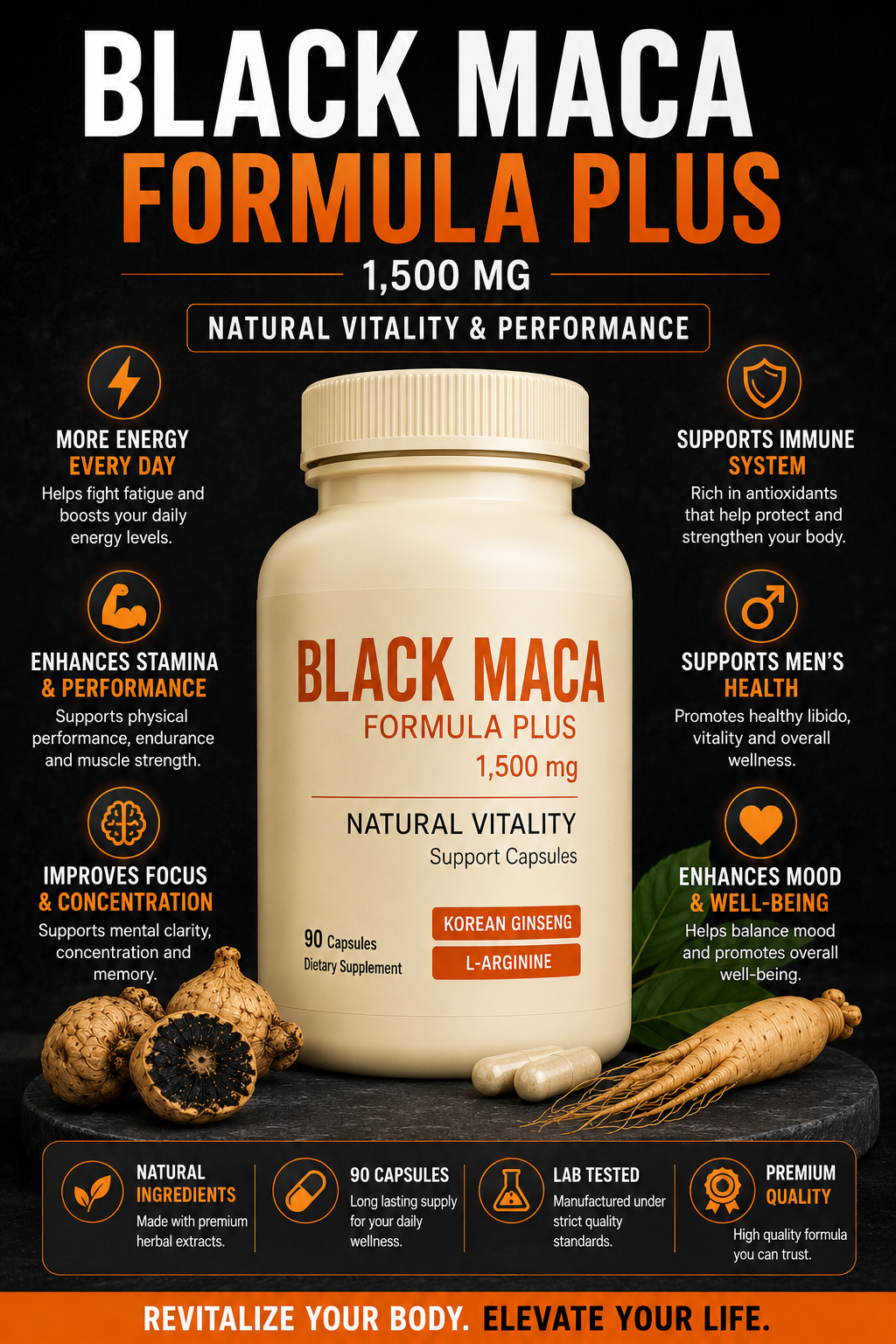 BLACK MACA (MACA NEGRA PERUANA ) X 90 CÁPSULAS